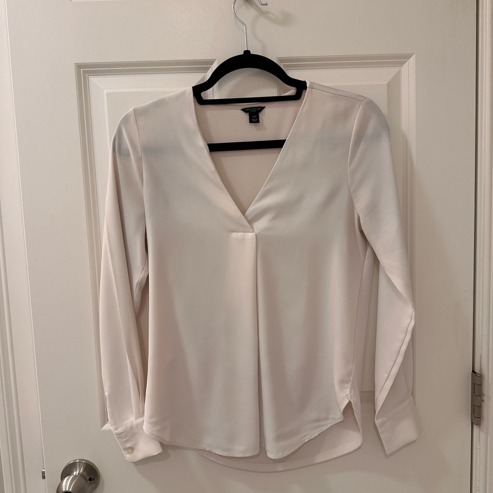 Ann Taylor White Silk Blouse
